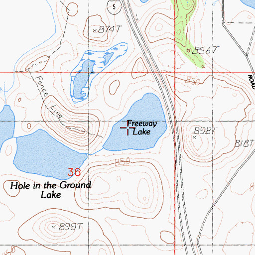 Topographic Map of Freeway Lake, CA