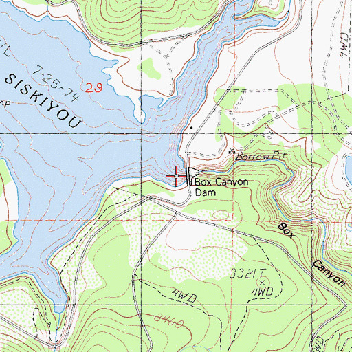 Topographic Map of Box Canyon Dam, CA