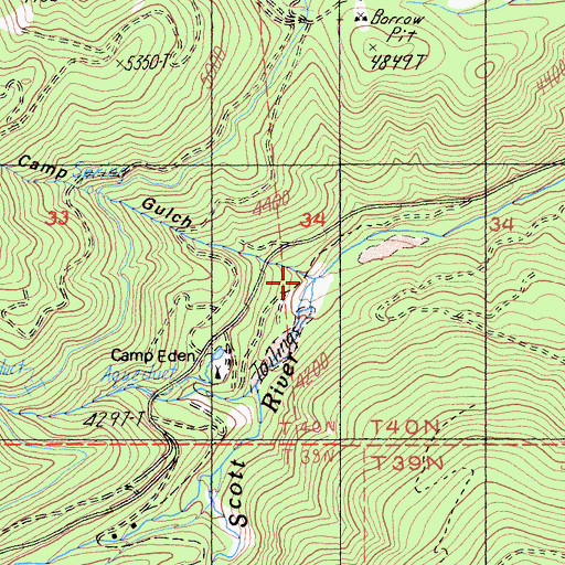 Topographic Map of Camp Gulch, CA