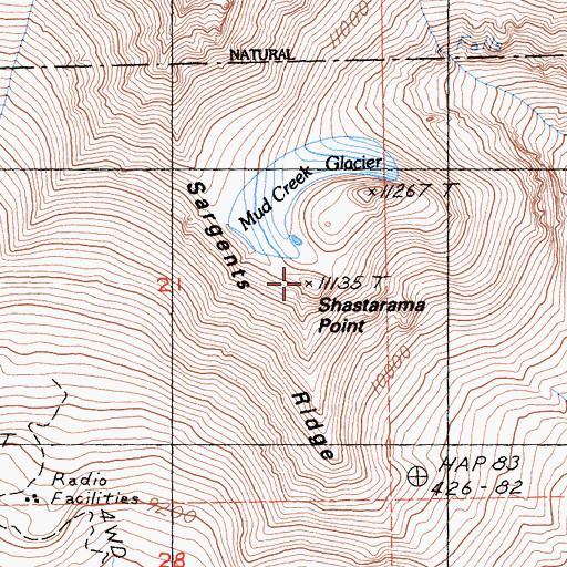 Topographic Map of Shastarama Point, CA