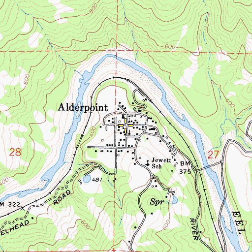 Topographic Map of Alderpoint, CA