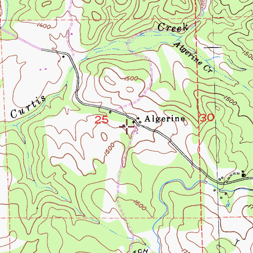Topographic Map of Algerine, CA