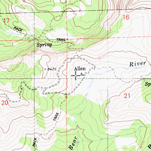 Topographic Map of Allen, CA