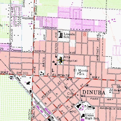 Topographic Map of Alta Hospital, CA