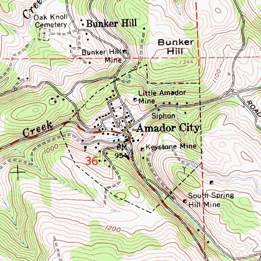 Topographic Map of Amador City, CA