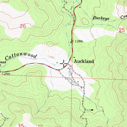 Topographic Map of Auckland, CA