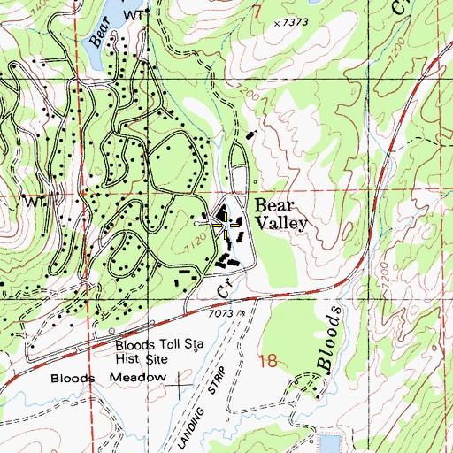 Topographic Map of Bear Valley, CA