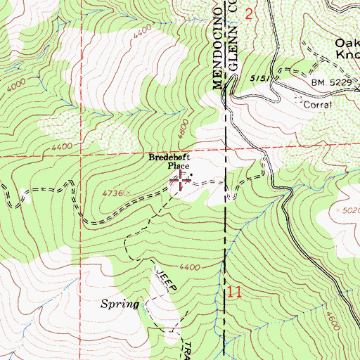 Topographic Map of Bredehoft Place, CA