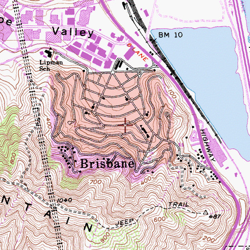 Topographic Map of Brisbane, CA