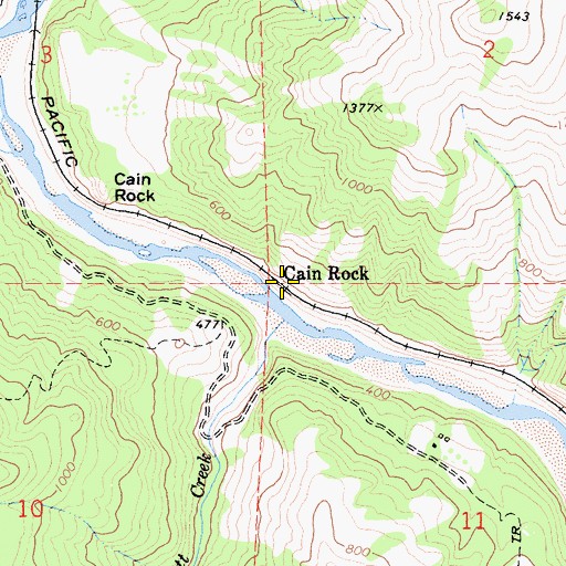Topographic Map of Cain Rock, CA