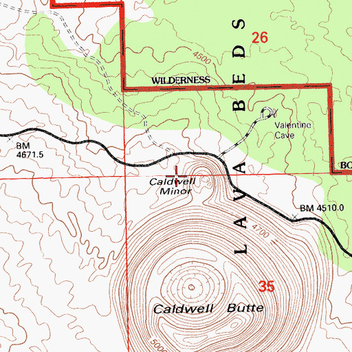 Topographic Map of Caldwell Minor, CA