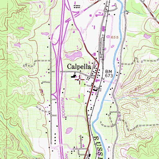 Topographic Map of Calpella, CA