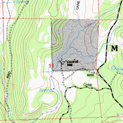 Topographic Map of Cantrall Mill, CA