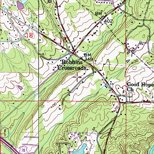 Topographic Map of Robbins Crossroads Division, AL