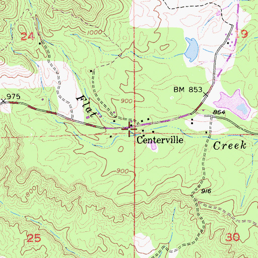 Topographic Map of Centerville, CA