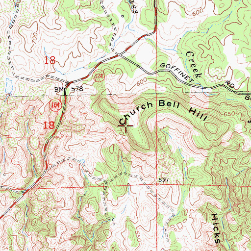 Topographic Map of Church Bell Hill, CA