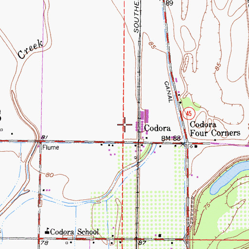 Topographic Map of Codora, CA