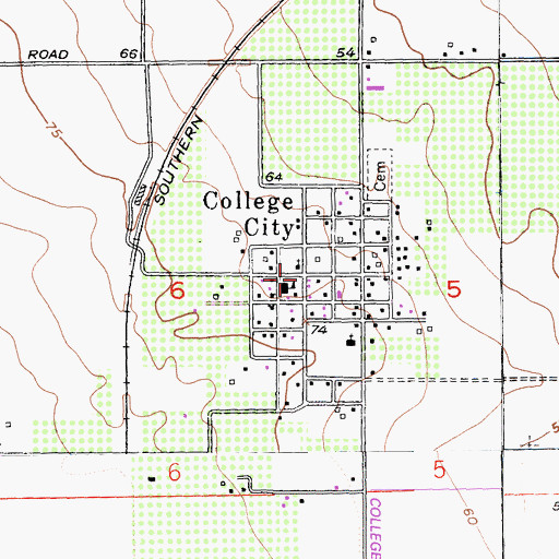 Topographic Map of College City, CA