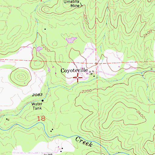 Topographic Map of Coyoteville, CA
