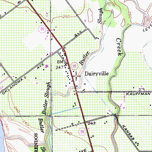 Topographic Map of Dairyville, CA