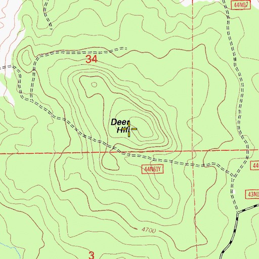 Topographic Map of Deer Hill, CA