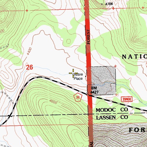 Topographic Map of Dibble Place, CA