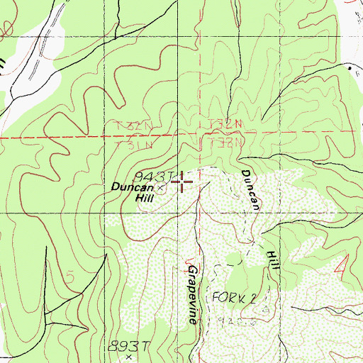 Topographic Map of Duncan Hill, CA