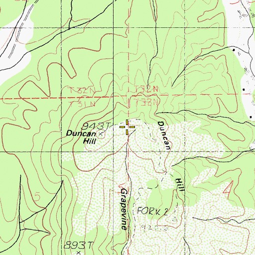 Topographic Map of Duncan Hill, CA
