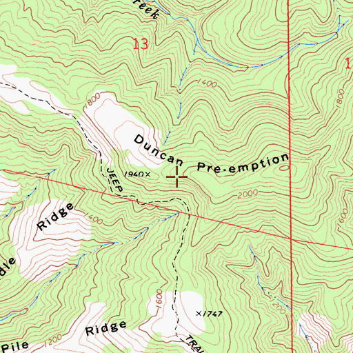 Topographic Map of Duncan Pre-emption, CA
