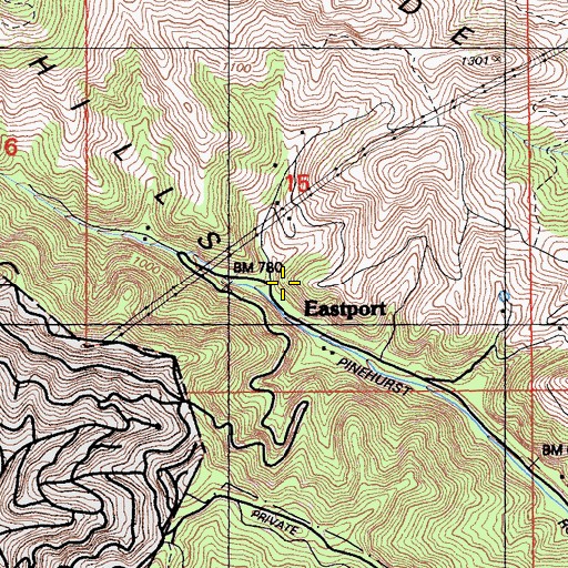 Topographic Map of Eastport, CA