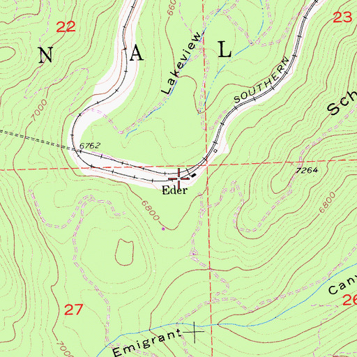 Topographic Map of Eder, CA