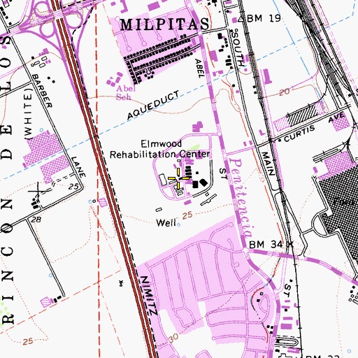 Topographic Map of Elmwood Rehabilitation Center, CA