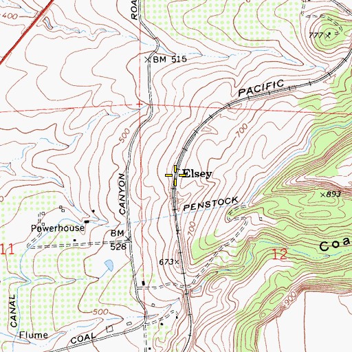 Topographic Map of Elsey, CA