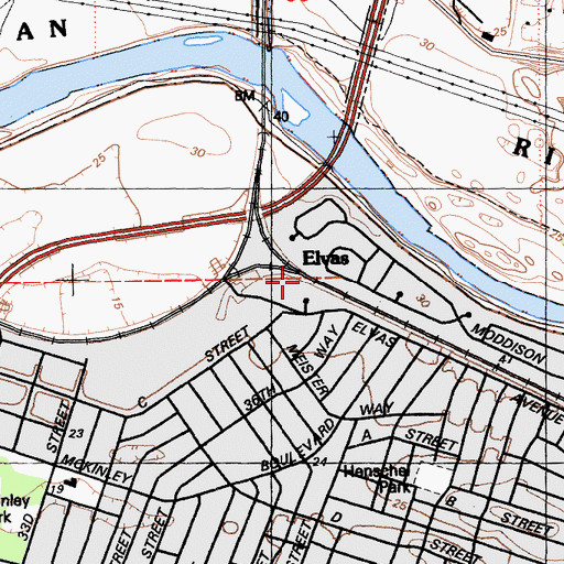 Topographic Map of Elvas, CA