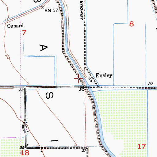 Topographic Map of Ensley, CA