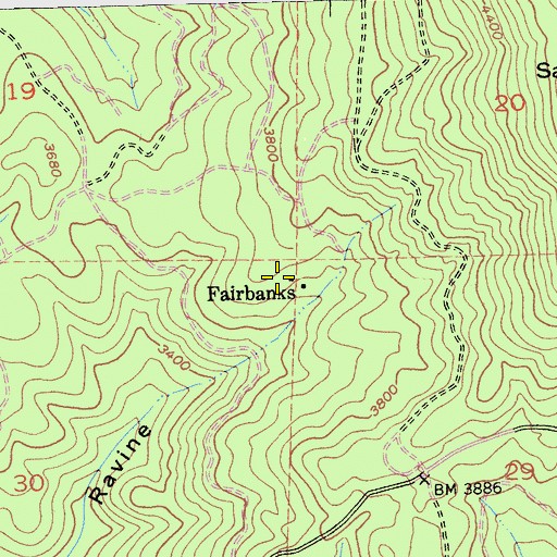 Topographic Map of Fairbanks, CA