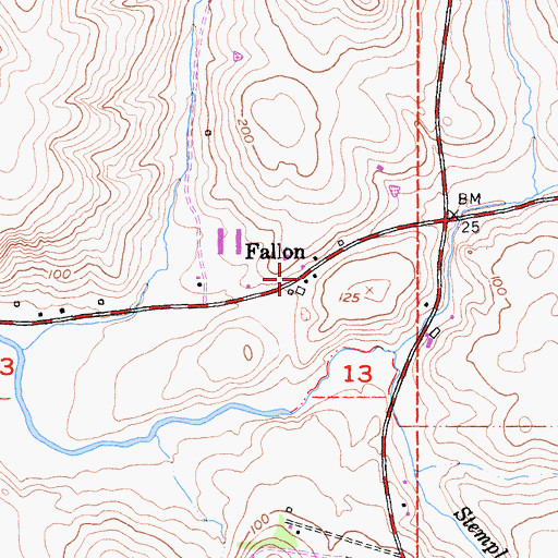 Topographic Map of Fallon, CA