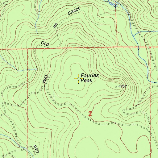 Topographic Map of Fauries Peak, CA