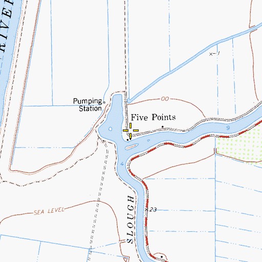 Topographic Map of Five Points, CA