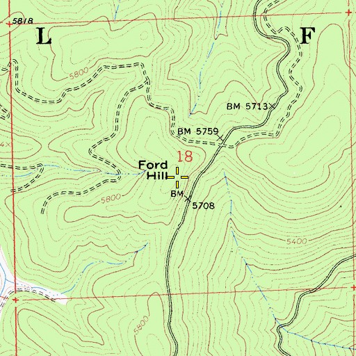 Topographic Map of Ford Hill, CA