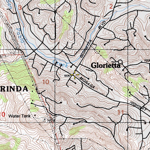 Topographic Map of Glorietta, CA