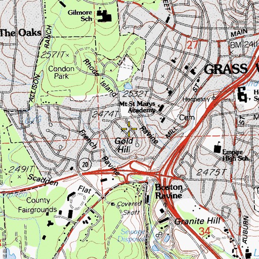 Topographic Map of Gold Hill, CA