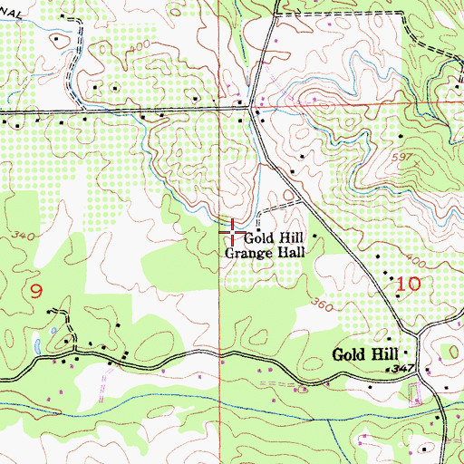 Topographic Map of Gold Hill Grange Hall, CA
