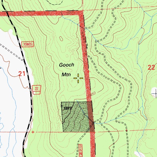 Topographic Map of Gooch Mountain, CA