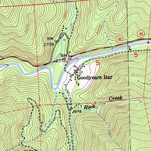 Topographic Map of Goodyears Bar, CA