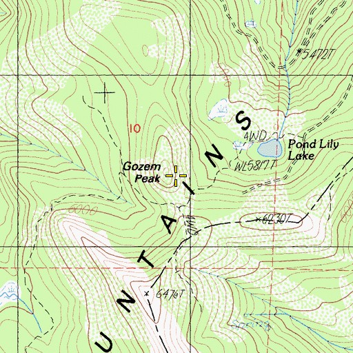 Topographic Map of Gozem Peak, CA