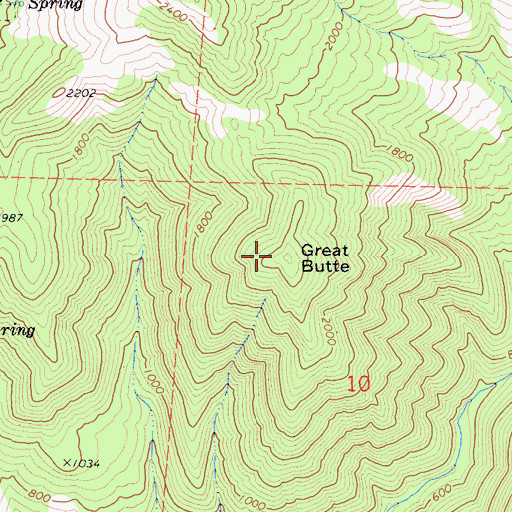 Topographic Map of Great Butte, CA