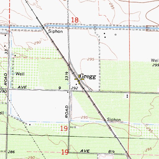 Topographic Map of Gregg, CA