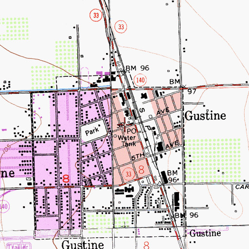 Topographic Map of Gustine, CA