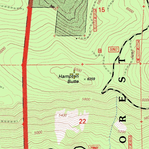 Topographic Map of Hampton Butte, CA